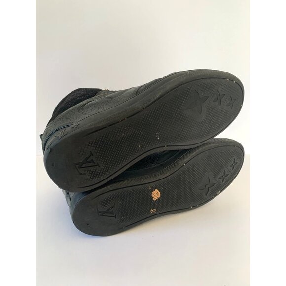 Louis Vuitton Women's Sz 37 Black Leather and Suede Millenium Wedge High-Top - Picture 7 of 15